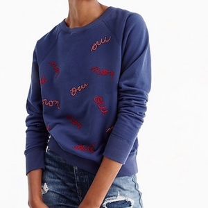 J Crew Oui Non Beaded Navy Sweatshirt